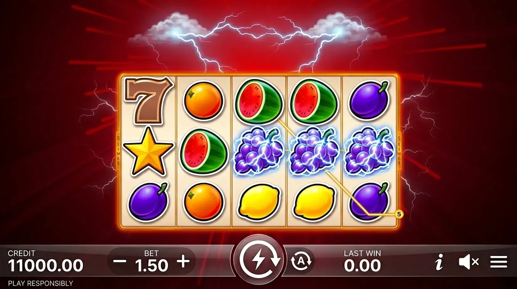 blazing wins 5 lines 